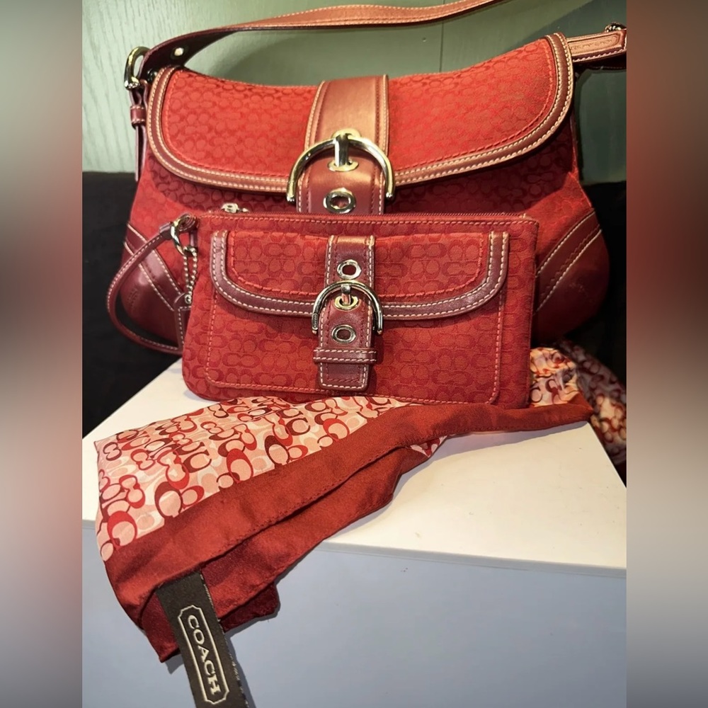 SOLD Coach Y2k Vintage soho Bag and Wristlet, Red